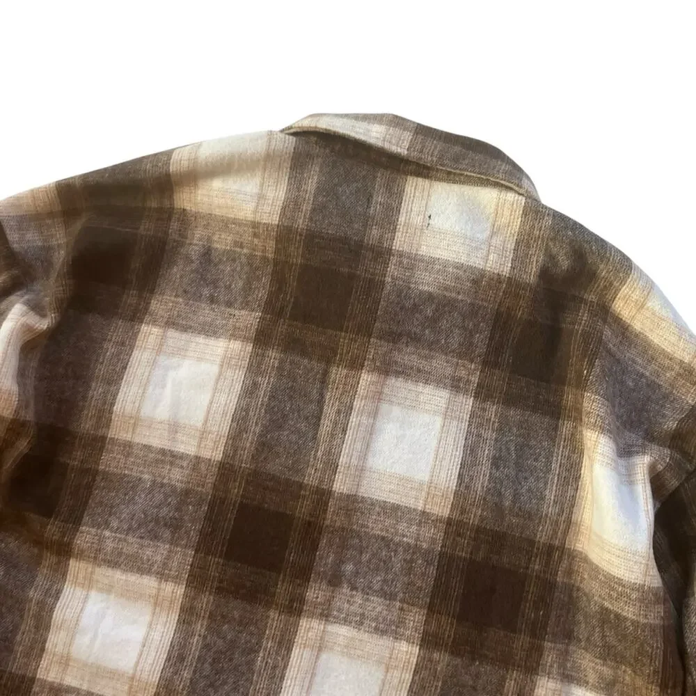 Banana Republic Plaid Shirt Jacket Size XXL Brushed Knit Pockets Oversized